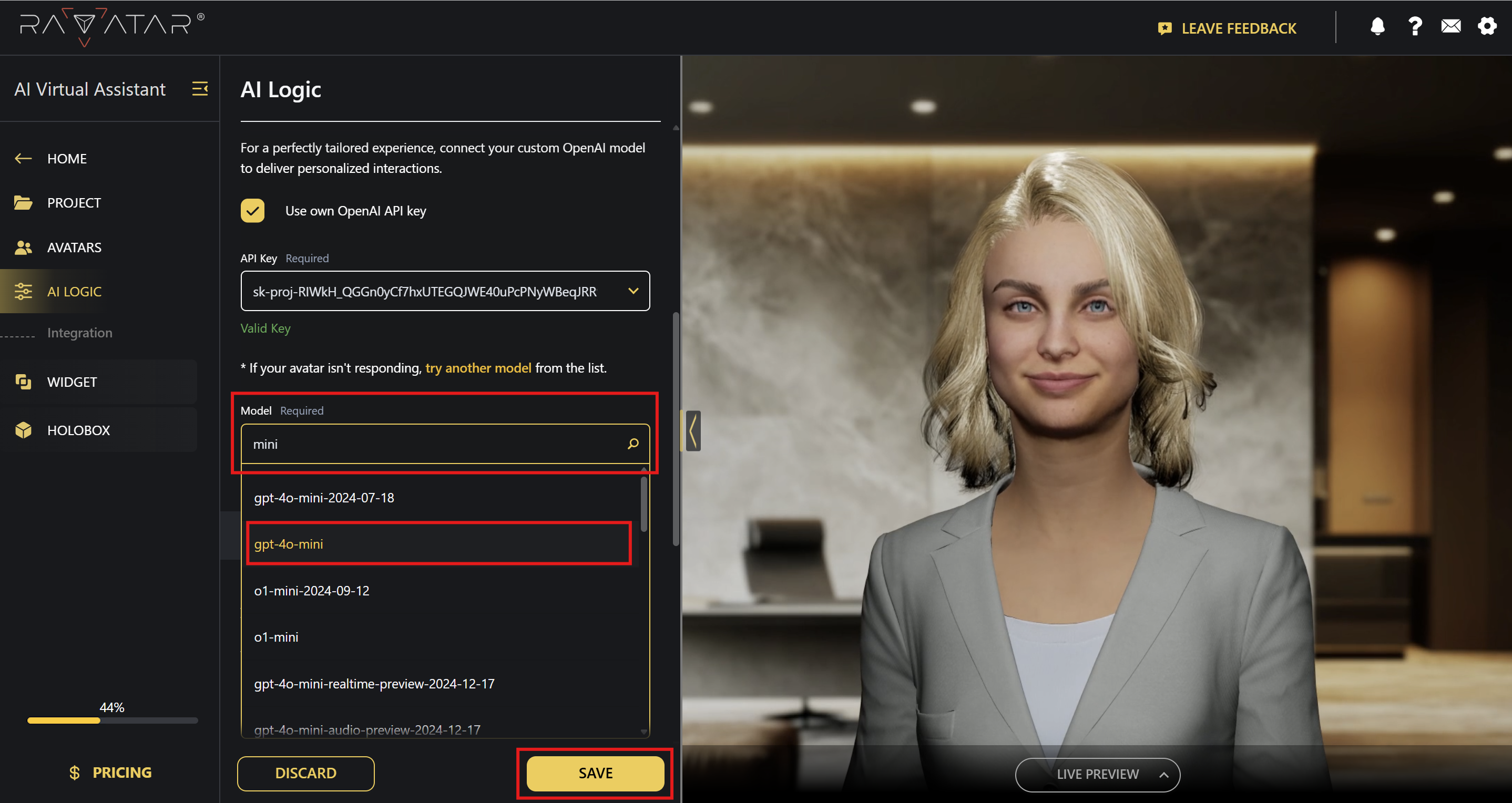 Genesis Studio integrate custom OpenAI LLM with AI avatar
